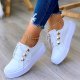 Women's Stylish Casual Sneakers - Lace Up Low Top Plain Toe Lightweight Shoes for Comfort and Style