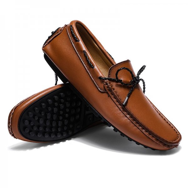 Men's Fashion Preparation Bow Tie Casual Slippers Soybean Shoes Crossbody Large Size Men's Leather Shoes