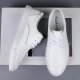 Men's Fashion Genuine Leather Wear-resistant Non-slip Skate Shoes Solid Color Casual Sneakers, White