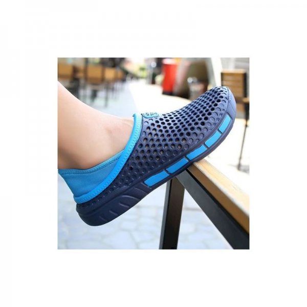 Unisex Hole Hole Shoes Non-Slip Slippers Wear-Resisting Beach Shoes-Blue