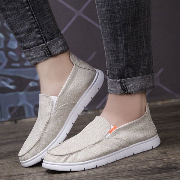 Shoes men's breathable linen men's casual one-touch low-top lazy flat shallow mouth canvas shoes