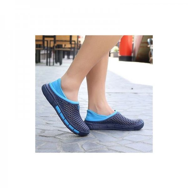 Unisex Hole Hole Shoes Non-Slip Slippers Wear-Resisting Beach Shoes-Blue